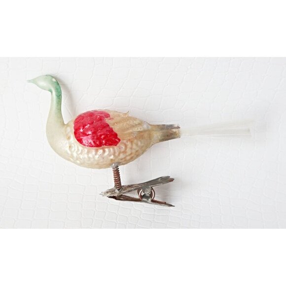 Antique Mercury Glass Bird Clip On Long Neck Bird Ornament  Christmas Ornament - Picture 5 of 5